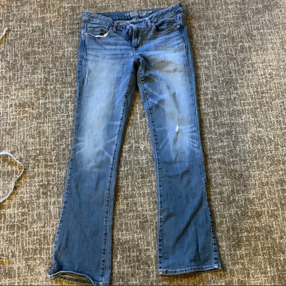 American Eagle wide leg lightly distressed jeans size 12 long